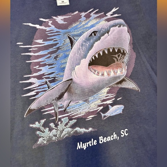 90s/Y2K Vintage Graphic Shark Cotton T-shirt, Myrtle Beach, South Carolina - Picture 2 of 6